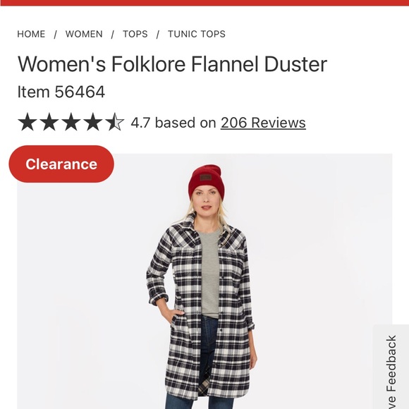 Duluth Trading Folklore Flannel Duster Coat - Picture 1 of 6